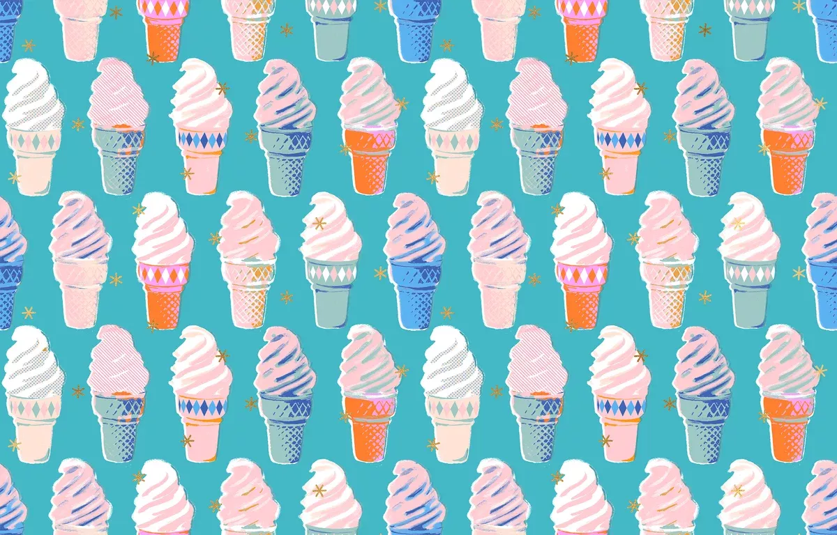Best Day Ever Ice Cream Metallic Turquoise RS0105 17M by Melody Miller for Ruby Star Society-Moda- 1/2 Yard