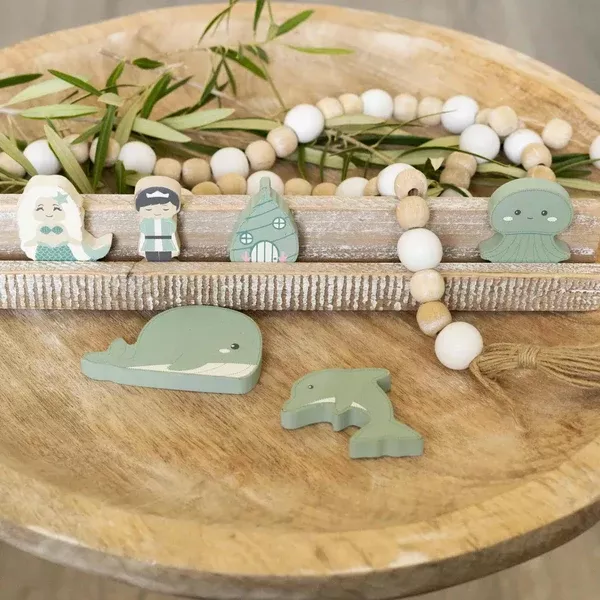 Mermaid | Woodland Story Book Collection | 2x2x.25 wood shapes set of 6 | 12397