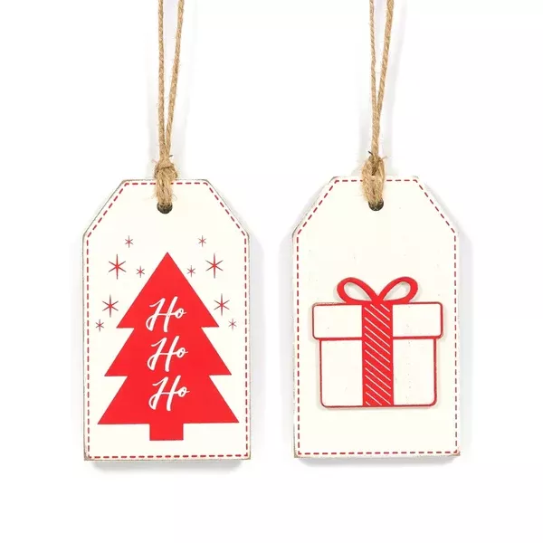 Tree/Present | Candy Cane Lane Collection | 3x5x.5 reversible wood tag | 71240