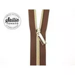 Zippers by the Yard (3 yards #5)Brown Tape Gold Coil (Sallie Tomato)